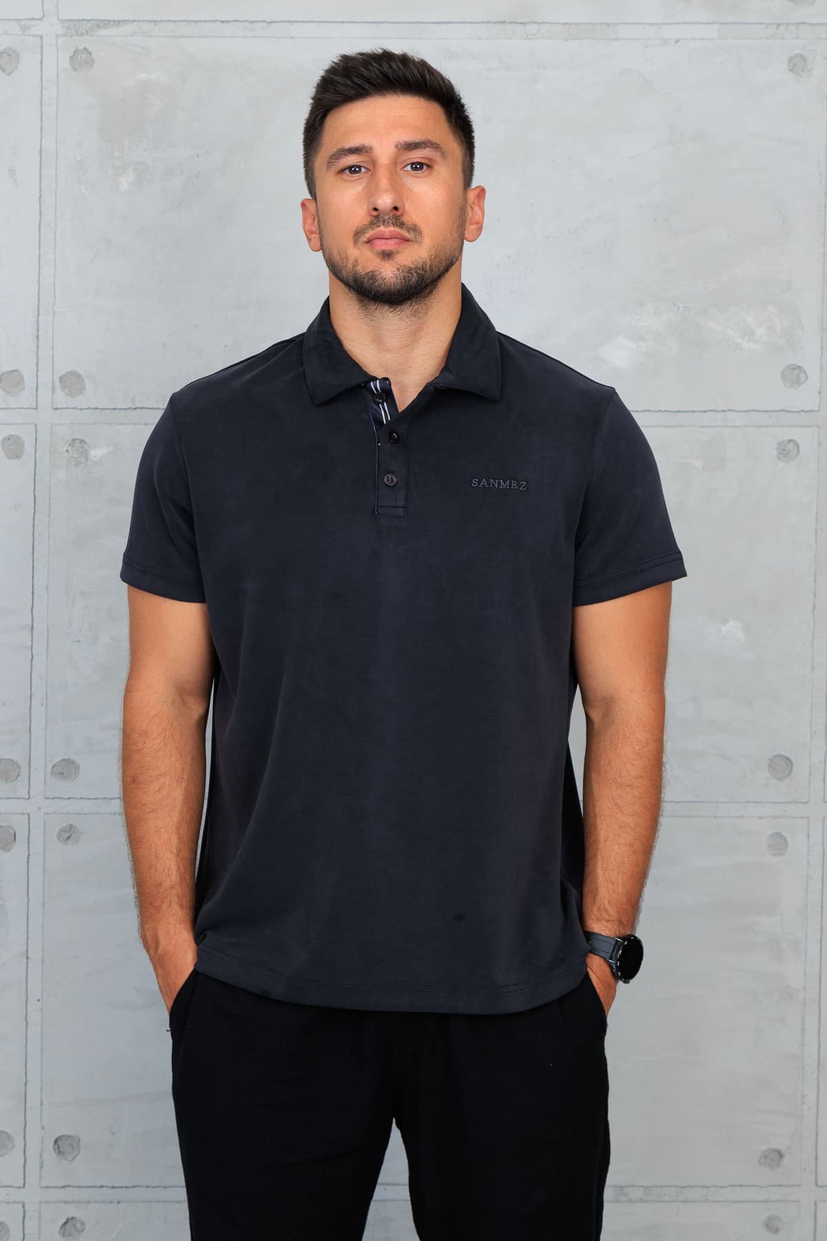 SANMEZ SIGNATURE POLO — DEEP NAVY
